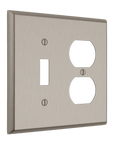 Solid brass Century Toggle & Outlet Wall Plate – Double in Satin Nickel finish