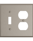 Solid brass Century Toggle & Outlet Wall Plate – Double in Satin Nickel finish