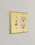 Solid brass Century Toggle & Open Wall Plate – Double in Polished Brass finish