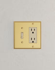 Solid brass Century Toggle & Open Wall Plate – Double in Polished Brass finish