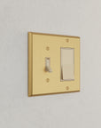 Solid brass Century Toggle & Open Wall Plate – Double in Satin Brass finish