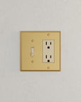 Solid brass Century Toggle & Open Wall Plate – Double in Satin Brass finish