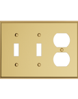 Solid brass Century Toggle & Outlet Wall Plate – Triple in Polished Brass finish