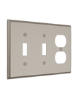 Solid brass Century Toggle & Outlet Wall Plate – Triple in Satin Nickel finish