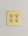 Solid brass Futura Outlet Wall Plate – Double in Polished Brass finish