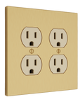 Solid brass Futura Outlet Wall Plate – Double in Satin Brass finish