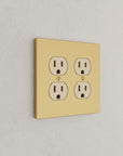 Solid brass Futura Outlet Wall Plate – Double in Satin Brass finish