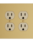Solid brass Futura Outlet Wall Plate – Double in Satin Brass finish