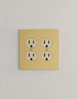 Solid brass Futura Outlet Wall Plate – Double in Satin Brass finish