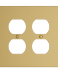 Solid brass Futura Outlet Wall Plate – Double in Satin Brass finish