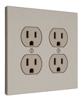 Solid brass Futura Outlet Wall Plate – Double in Satin Nickel finish
