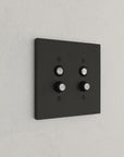 Solid brass Futura Push Button Wall Plate – Double in Coal Black Brass finish