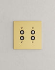 Solid brass Futura Push Button Wall Plate – Double in Polished Brass finish