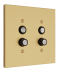 Solid brass Futura Push Button Wall Plate – Double in Satin Brass finish