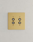 Solid brass Futura Push Button Wall Plate – Double in Satin Brass finish
