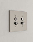 Solid brass Futura Push Button Wall Plate – Double in Satin Nickel finish
