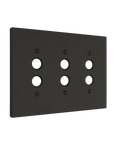 Solid brass Futura Push Button Wall Plate – Triple in Coal Black Brass finish