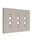 Solid brass Futura Push Button Wall Plate – Triple in Satin Nickel finish