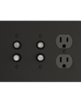 Solid brass Futura Push Button & Outlet Wall Plate – Triple in Coal Black Brass finish