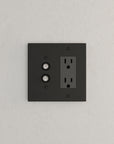 Solid brass Futura Push Button & Open Wall Plate – Double in Coal Black Brass finish