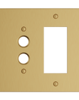 Solid brass Futura Push Button & Open Wall Plate – Double in Satin Brass finish
