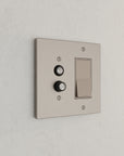 Solid brass Futura Push Button & Open Wall Plate – Double in Satin Nickel finish