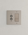 Solid brass Futura Push Button & Open Wall Plate – Double in Satin Nickel finish