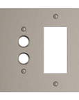Solid brass Futura Push Button & Open Wall Plate – Double in Satin Nickel finish