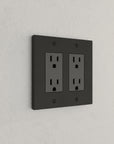 Solid brass Futura Open Wall Plate – Double in Coal Black Brass finish