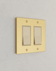 Solid brass Futura Open Wall Plate – Double in Polished Brass finish
