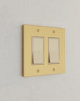 Solid brass Futura Open Wall Plate – Double in Satin Brass finish