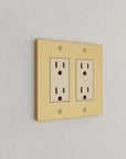Solid brass Futura Open Wall Plate – Double in Satin Brass finish