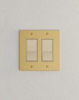 Solid brass Futura Open Wall Plate – Double in Satin Brass finish