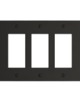 Solid brass Futura Open Wall Plate – Triple in Coal Black Brass finish