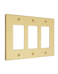 Solid brass Futura Open Wall Plate – Triple in Polished Brass finish