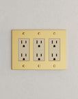 Solid brass Futura Open Wall Plate – Triple in Polished Brass finish
