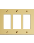 Solid brass Futura Open Wall Plate – Triple in Polished Brass finish