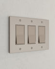 Solid brass Futura Open Wall Plate – Triple in Satin Nickel finish