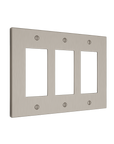 Solid brass Futura Open Wall Plate – Triple in Satin Nickel finish