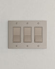 Solid brass Futura Open Wall Plate – Triple in Satin Nickel finish