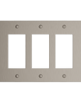 Solid brass Futura Open Wall Plate – Triple in Satin Nickel finish
