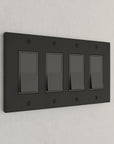 Solid brass Futura Open Wall Plate – Quad in Coal Black Brass finish