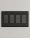 Solid brass Futura Open Wall Plate – Quad in Coal Black Brass finish