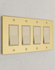 Solid brass Futura Open Wall Plate – Quad in Polished Brass finish