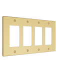 Solid brass Futura Open Wall Plate – Quad in Polished Brass finish