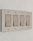 Solid brass Futura Open Wall Plate – Quad in Satin Nickel finish