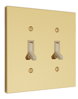 Solid brass Futura Toggle Wall Plate – Double in Polished Brass finish