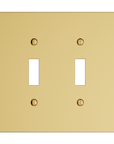Solid brass Futura Toggle Wall Plate – Double in Polished Brass finish