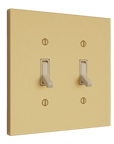 Solid brass Futura Toggle Wall Plate – Double in Satin Brass finish