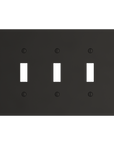 Solid brass Futura Toggle Wall Plate – Triple in Coal Black Brass finish